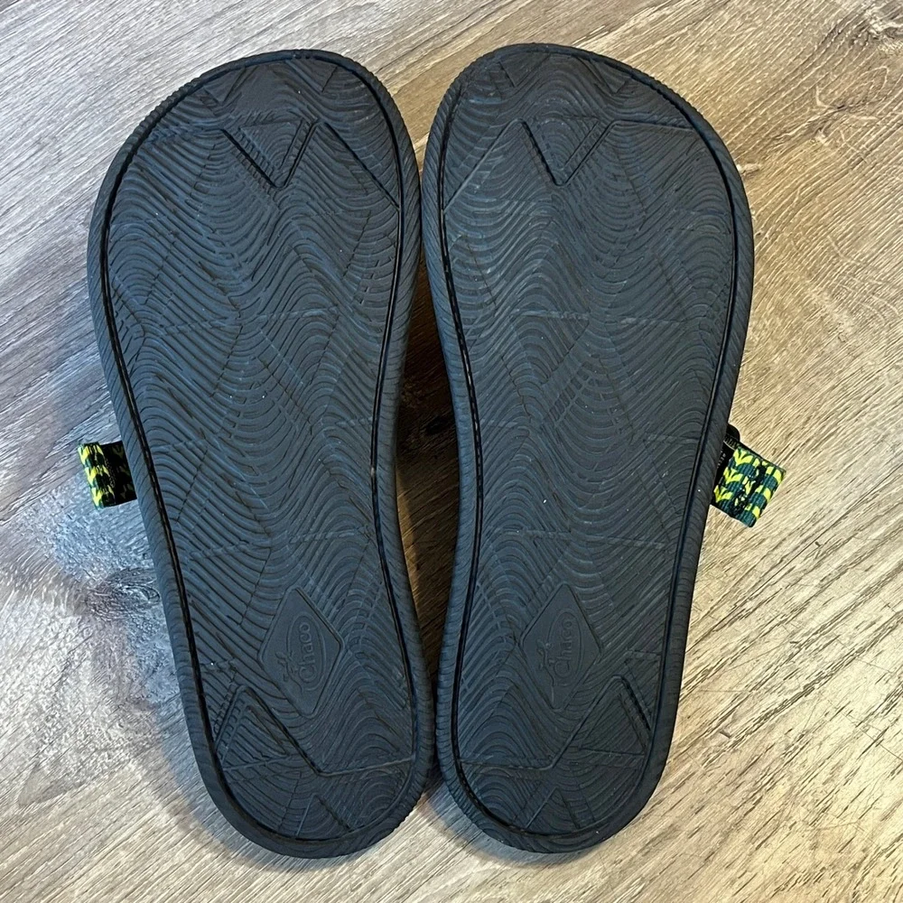 Chaco Chillos Slide Sandals Mens 14 Public Lands Green Yellow Geometric Pattern